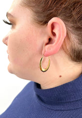 Gold Drop Hoop Pierced Earrings See Pictures NEW!! - RealThreads